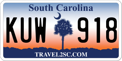SC license plate KUW918