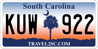 SC license plate KUW922