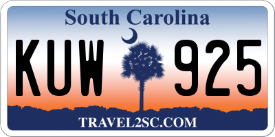 SC license plate KUW925