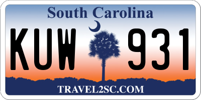 SC license plate KUW931