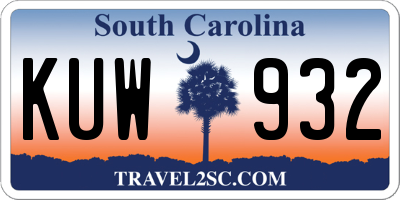 SC license plate KUW932