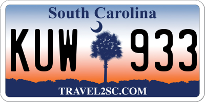 SC license plate KUW933