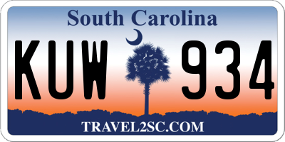 SC license plate KUW934