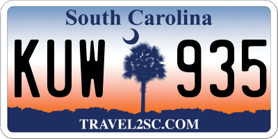 SC license plate KUW935
