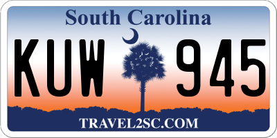 SC license plate KUW945