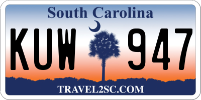 SC license plate KUW947