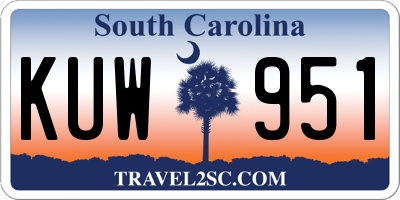SC license plate KUW951