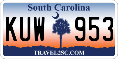 SC license plate KUW953