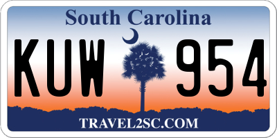 SC license plate KUW954