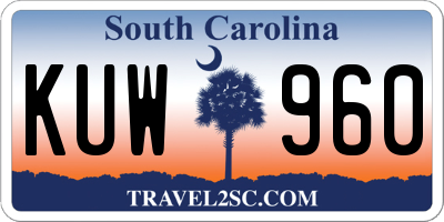 SC license plate KUW960