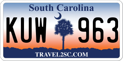 SC license plate KUW963