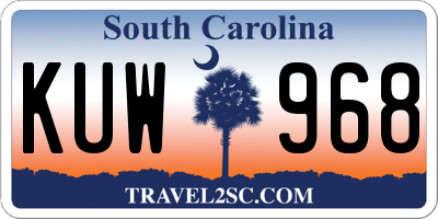 SC license plate KUW968
