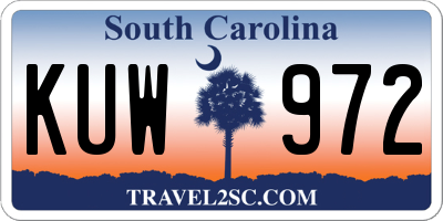 SC license plate KUW972