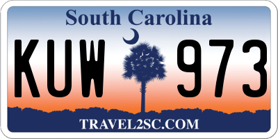 SC license plate KUW973