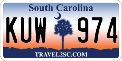 SC license plate KUW974
