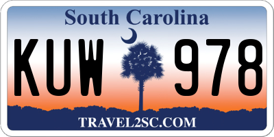 SC license plate KUW978