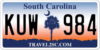 SC license plate KUW984