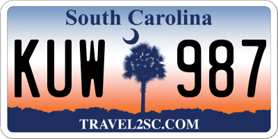 SC license plate KUW987