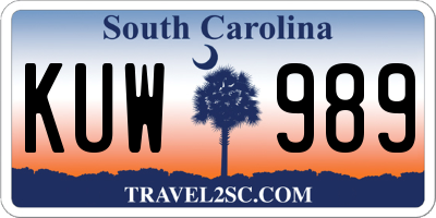 SC license plate KUW989