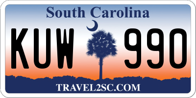 SC license plate KUW990