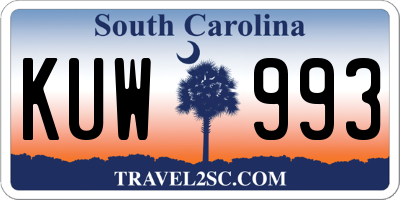 SC license plate KUW993