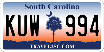 SC license plate KUW994