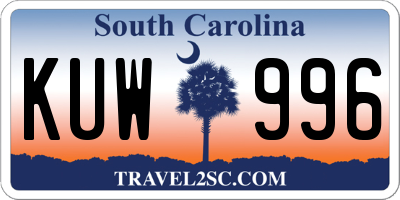 SC license plate KUW996