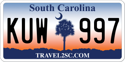 SC license plate KUW997