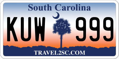 SC license plate KUW999