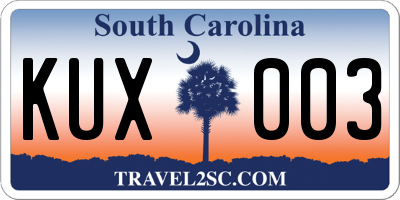SC license plate KUX003