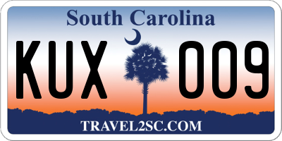 SC license plate KUX009