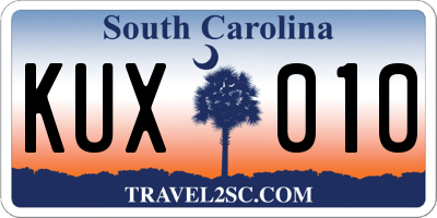 SC license plate KUX010
