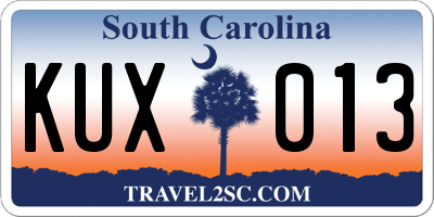 SC license plate KUX013