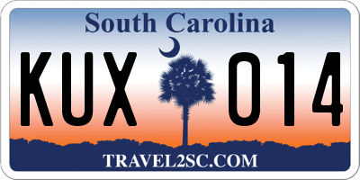 SC license plate KUX014