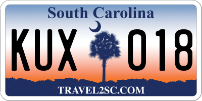 SC license plate KUX018