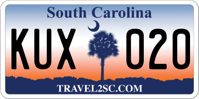 SC license plate KUX020