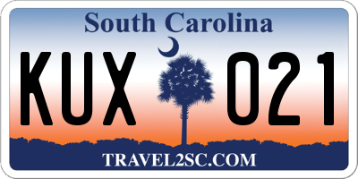 SC license plate KUX021