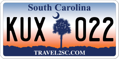 SC license plate KUX022