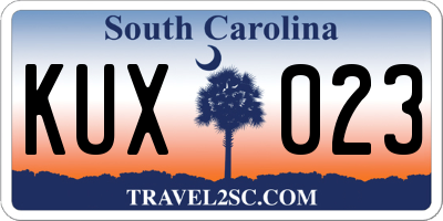 SC license plate KUX023
