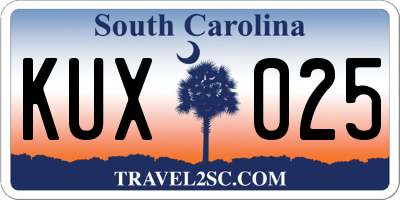 SC license plate KUX025