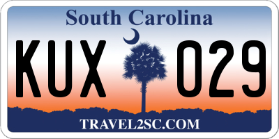 SC license plate KUX029