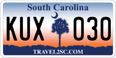 SC license plate KUX030