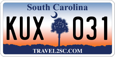 SC license plate KUX031