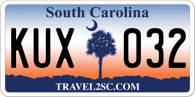 SC license plate KUX032