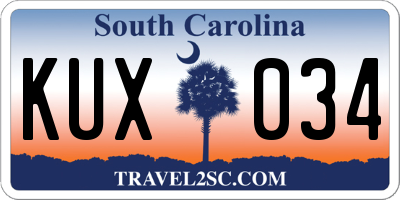 SC license plate KUX034