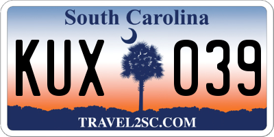 SC license plate KUX039