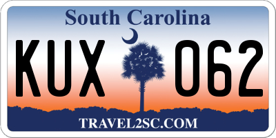 SC license plate KUX062