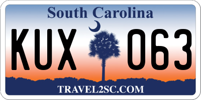 SC license plate KUX063