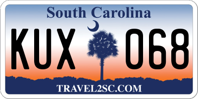 SC license plate KUX068