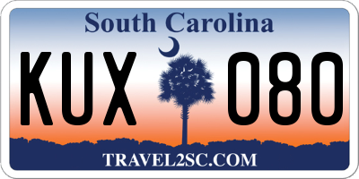 SC license plate KUX080